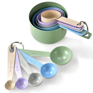 10-piece colorful stainless steel measuring spoon and cup set with clear scale markings