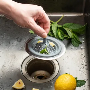 Stainless steel and silicone sink strainer for kitchen sinks, anti-clogging filter