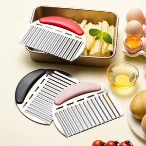 Stainless Steel Crinkle Cutter Wave Knife Handheld Potato Slicer Wavy Blade Vegetable Fruit Salad Cutting Tool Kitchen Gadget