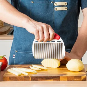 Handheld stainless steel wavy potato crinkle cutter slicer for vegetables and fruits