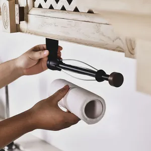 Schwarzer magnetischer Küchenrollenhalter für die Wandmontage