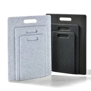 Speckled plastic PP cutting board set of 3 in light and dark grey for kitchen use