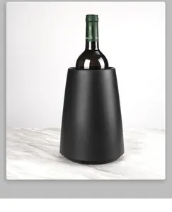 Premium matte black portable wine cooler bucket for chilling champagne and red wine bottles