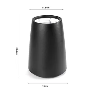 Black portable champagne wine cooler bucket, 20.5cm height and 11.5cm top diameter