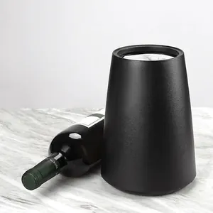 Portable Plastic Matte Black Wine Ice Bucket for Champagne Red Wine Cooler Bottle Chiller for Outdoor Car Home Bar