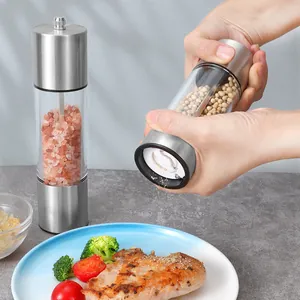 Durable stainless steel manual pepper grinder and salt mill set for fresh kitchen seasoning