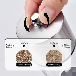 Manual stainless steel pepper and salt grinder with adjustable ceramic core mill