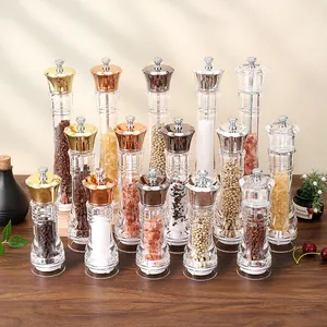 Manual Acrylic Pepper Grinder With Adjustable Ceramic Core Clear Salt Mill Flower Head Seasoning Shaker For Kitchen Tool