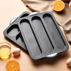Stampo in Silicone Perforato Antiaderente per Baguette Pane Francese Teglia da Forno per Cucina Casalinga Hot Dog Grigio