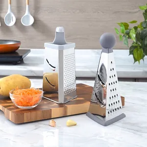 Stainless Steel Multifunctional Box Grater For Vegetable Cheese Slicer Shredder With Ergonomic Handle Non-Slip Base Kitchen Gadget
