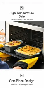 Foto d'azione di stampi per dolci in silicone resistenti al calore in un forno.