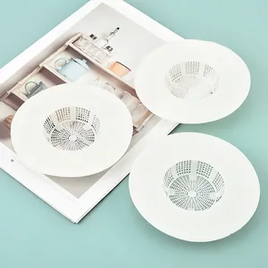 Modern Minimalist White TPR Sink Strainer Round Floor Drain Cover Soft Flexible Mesh Filter For Kitchen Bathroom Debris Hair