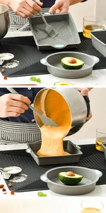 Set di stampi per torte in silicone grigio resistente al calore usati per cucinare dolci