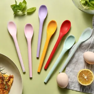 Eendelige Siliconen Menglepel Hittebestendig Lang Handvat Keukengerei Voor Babyvoeding Salade Serveerlepel Gereedschap