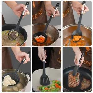 19-piece heat-resistant black nylon kitchen utensil set for versatile cooking and baking