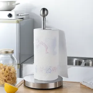 Professional stainless steel kitchen paper towel holder with decorative ball top design