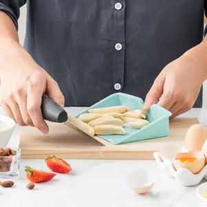 Stainless steel dough scraper and blue bowl set for baking and cooking