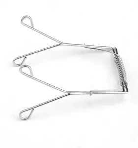 Detailed view of heavy-duty 304 stainless steel spring-loaded frying clip for sausages