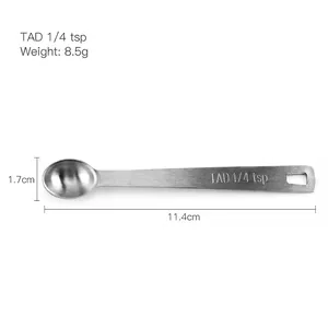 Stainless steel 1/4 tsp mini measuring spoon for kitchen baking seasoning with dimensions