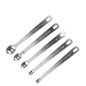 Professional 5-piece mini stainless steel measuring spoon set with engraved measurement scales