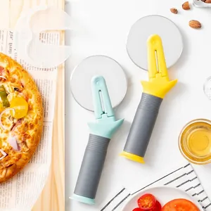 Coupe-pizza à Roulette avec Poignée Verticale en Acier Inoxydable Avec Couvercle de Protection Poignée Ergonomique Antidérapante