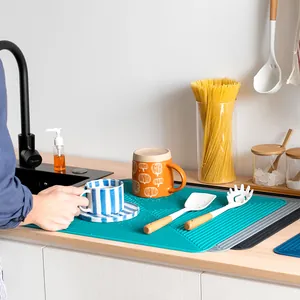 Grande tappetino scolapiatti in silicone resistente al calore 40x50cm per stoviglie cucina