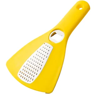 Grattugia da cucina multifunzionale gialla e apribottiglie in metallo integrato utile