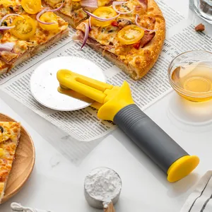 Roulette à pizza debout ergonomique avec lame en acier inoxydable et poignée antidérapante
