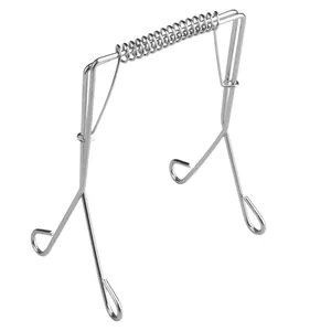 Heavy-duty 304 stainless steel spring frying tong for sausages and meat rolls