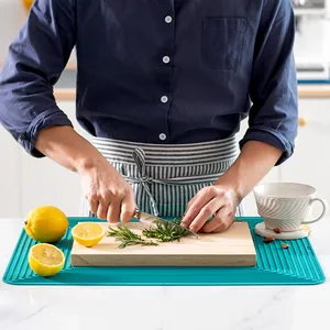 Grande tappetino scolapiatti silicone 40x50cm antiscivolo per bancone da cucina
