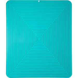 Tappetino scola piatti in silicone turchese, protezione 40x50cm resistente al calore.