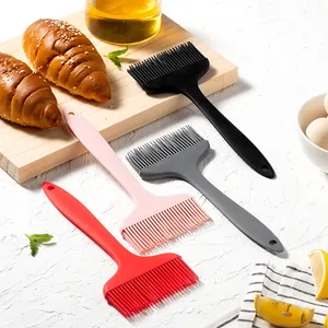 Set of multi-color wide silicone basting brushes for high-temperature BBQ and baking