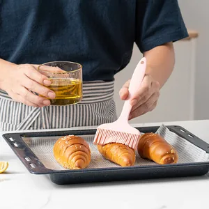 Professional heat-resistant pink silicone pastry brush for baking bread and BBQ basting