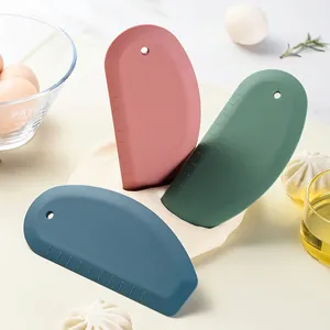 Silicone Flour Scraper With Scale Dough Cutter Cake Cream Spatula Food Grade Silicone Baking Tool With Hanging Hole For Kitchen Home
