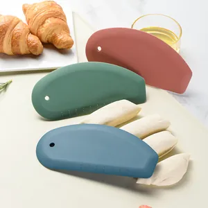 Multi-color silicone dough scrapers with centimeter scale for bread and pastry baking