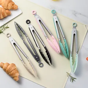 Set di pinze da cucina in acciaio inox e PP resistenti al calore, colori pastello