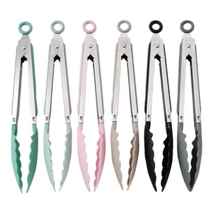Set di 6 pinze da cucina in acciaio inox resistenti al calore in vari colori