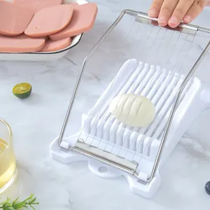 Multifunctional stainless steel wire egg and luncheon meat slicer with white base