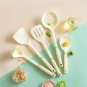 Modern Minimalistisch Silikon Küchenhelfer Set Hitzebeständig Antihaft Pfannenwender Suppenlöffel Reislöffel Mit Aufhängeloch