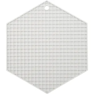 White hexagonal silicone heat insulation mat with honeycomb grid and hanging hole design