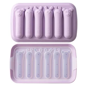 Durable purple rabbit silicone sausage mold for homemade baby food and summer ice pops