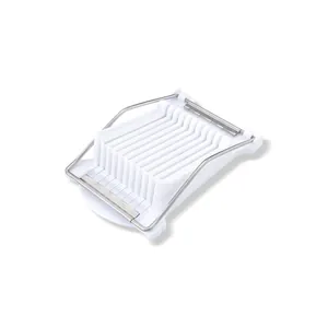 Multi-functional stainless steel 10-wire slicer for luncheon meat and eggs on white background
