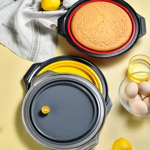 Professional carbon steel silicone cake baking pans set with handles for home baking