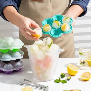 7-hole silicone round ice ball mold for whiskey featuring fruit-infused ice cubes