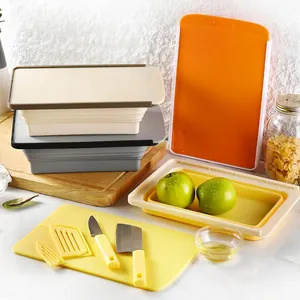 Set di Cestino di Drenaggio e Tagliere Pieghevole Multifunzionale in Silicone e Plastica Strumenti da Cucina Portatili per Picnic all'aperto