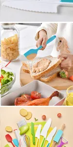 Comprehensive kids safety plastic knife and kitchen tool set for safe fruit cutting