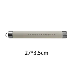 Professional 27cm liquid silicone rolling pin with measurement scales in light grey