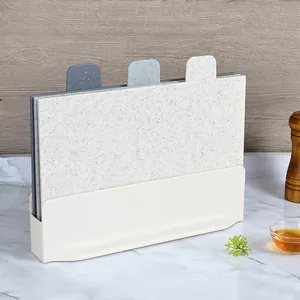 PP Plastic Classification Cutting Board Set With Storage Base Color Coded Index Non Slip Kitchen Chopping Board Set For Home