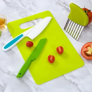 Kinder Kunststoff Sicherheitsmesser-Set mit Schneidebrett und Wellenschneider für Obst
