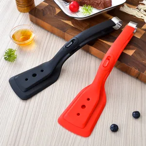 Pince spatule 2 en 1 en silicone résistant à la chaleur pour steak poisson et BBQ